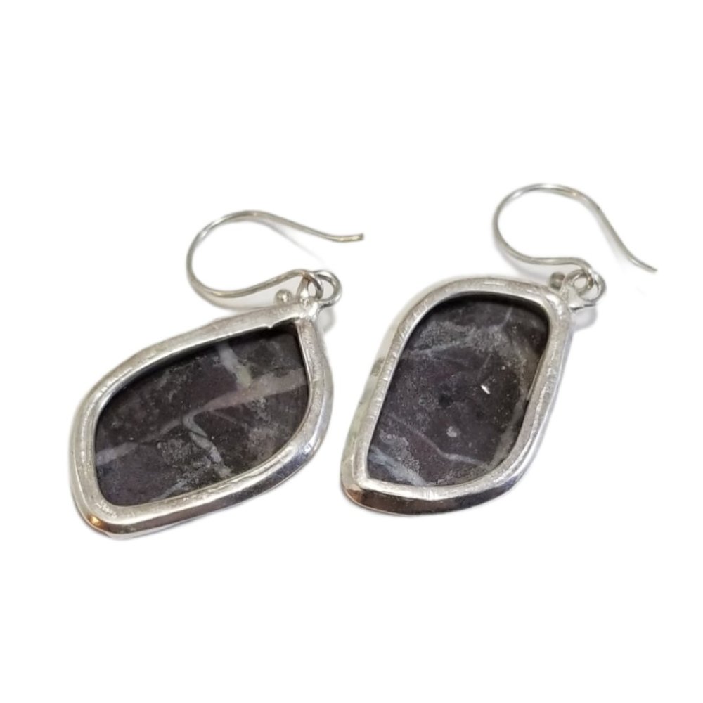 Beautiful Coconut Jasper .925 Sterling Silver Drop Earrings Jewelry - Picture 2 of 2